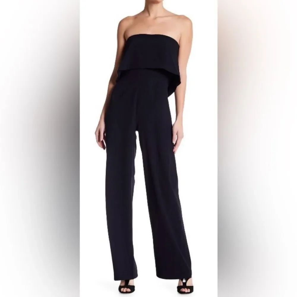 ML Monique Lhullier Elegant Black Strapless Jumpsuit, US4